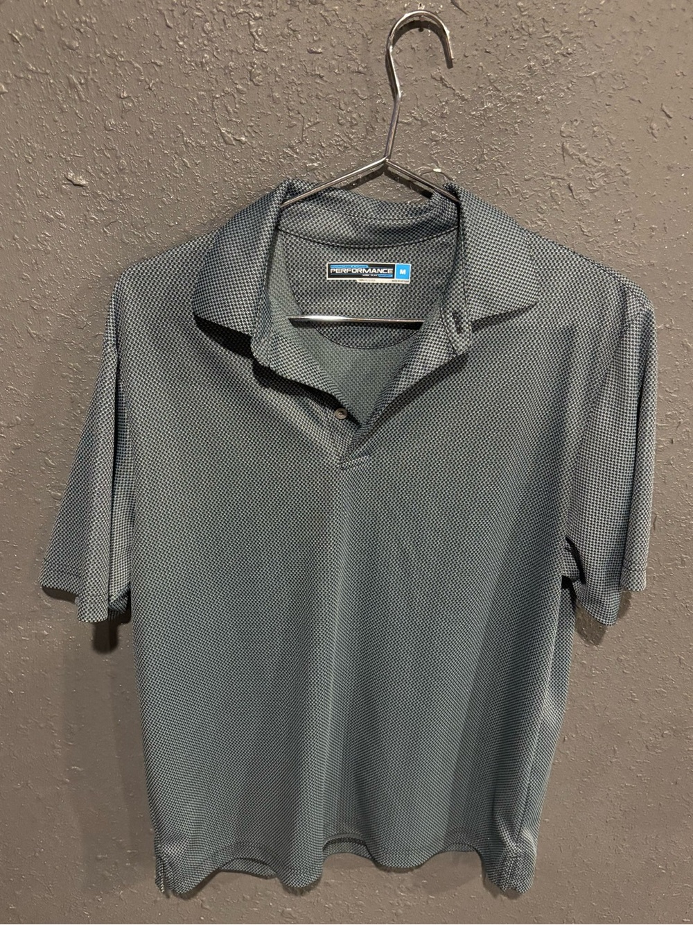 Roundtree & Yorke Men's Blue-Gray Micro-Pattern Performance Polo